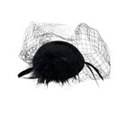 Black Feather Mesh Fascinator Veil Hat Clip Band Wedding Tea Cocktail Party