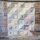 Vintage Log Cabin Cutter Quilt 63    X 78   