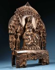 12 8   Old Tibet Buddhism Copper Gold Gil Sit Shakyamuni Amitabha Buddha Statue