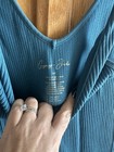 Gypsy   Jade Women s Blue V-neck Sleeveless Bodysuit Stretch Solid
