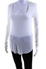 Atm Womens Scoop Neck Long Sleeve Pullover Sheer Casual T-shirt White Size Xs