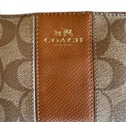 Coach Khaki saddle Brown Signature C Canvas Leather Gold Corner Zip Wristlet