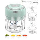Electric 300ml Garlic Press Chopper Chili Onion Fruits Meat Mincer Blender Mixer