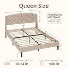 Egohome Queen Bed Frame upholstered Wingback  u s  Standard   Beige 