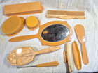 Art Deco Pearlized Orange Cracked Ice Celluloid 12 Piece Dresser Vanity Set