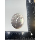 Black Mother Of Pearl Shell Brooch Hand Carved Woman In Hat Cameo Pin Iridescent