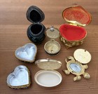 Vintage Trinket Vanity Pill Box Lot Of 6  Rhinestone Enamel Glass  Cherubs   