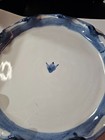 Handcrafted Jack Hernig Studio Pottery Pie Plate Blue   White Tulip 11 