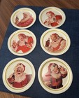 Vintage Coca Cola Santa Tin Metal Coasters Set Of 6 Collectible Christmas 1980s