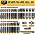 3 8  Drive Impact Socket Set  48-piece Metric   Sae Size  8-22mm   5 16 -3 4  