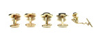 Cufflinks Black Stone Gold Tie Pin Round Lot Of 5 Pieces Vintage Men s Jewelry