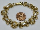Florenza Vintage 7    Signed Faux Pearls Goldtone Ornate Bracelet  1407 