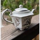 Vintage Sadler Hexagon Silver   White Castle   Flowers Teapot  1841 England