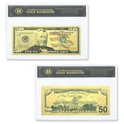 10pcs Us 50 Dollars Gold Foil Banknotes Art Plastic Money With Plastic Case
