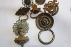 Wonderful Lot 7 Antique Vintage Ornate Metal Drawer Pulls Cabinet Ring bale knob