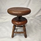 Vintage Miniature Piano Stool Salesman Sample Wood Adjustable Screw Swivel Doll