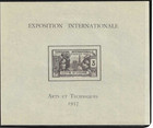 Ivory Coast 1937   french Colonial Art Exhibition   Souvenir Sheet  M lh  Vf Fog