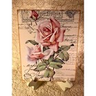 Two Pink Roses  Shabby Chic  Vintage Style  Country Cottage Plaque   Sign