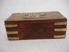 Vintage Wood Nautical Trinket Box With Brass Anchors And Trim
