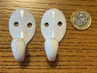 2 X Reclaimed Vintage Antique Wall Hooks Cast Iron White Enamel Enamelware  Coat
