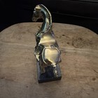 Vintage Brass Horse On Substantial Grey Marble Base  5 1 2 Inch Tall Equine