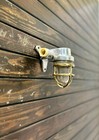 Ship Salvaged Original Marine Old Aluminum Wall Sconce Light With Brass Cage