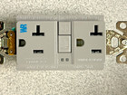 New Lot Of 2 Eaton 20a Gray Gfci Self-test Receptacles Duplex Weather Resistant