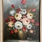 Vintage Original Still Life Oil Floral Painting Framed Signed Stemple 16   x 12   