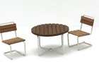 Vintage Lundby Sweden Dollhouse Patio Table And 2 Chairs 1 16 Wood Metal 1970s