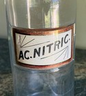 Antique Apothecary Bottle Jar Ac  Nitric  Reverse Label Under Glass Pharmacy 11 