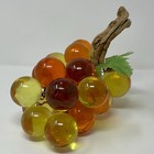 Mcm Vintage Yellow   Amber Lucite Cluster Of Grapes On Driftwood 9   