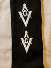 Gray Square Compass Logo Master Mason Black Socks Freemason Fraternity New 