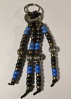      Vintage Native American Style Leather Beaded Keychain Silver Tone Heart 