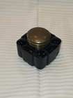 Vintage Cobalt Blue Inkwell With Brass Hinged Cover