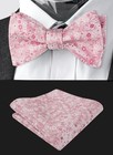  Mens 2pcs Floral Self-tied Bow Tie With Pocket Square Colorful Tie Set 045-pink