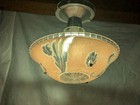 Antique Vintage Art Deco Ceiling Chandelier Glass 3 Chain Light Fixture Pink Old