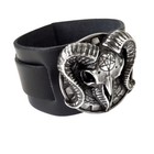 Alchemy Gothic Gears Of Aiwass Leather Wrist Strap Bracelet Ram Skull Punk A102