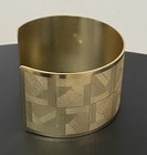 Vintage Krug Gold Tone Cuff Bracelet Parquet Geometric Wide Napkin Ring