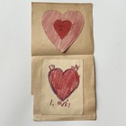 Antique Vintage Handmade Cute Valentine   s Day Cards Love Sweet Folk Art Heart