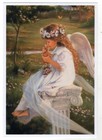 Little Girl Angel And Red Kitten Wings Kids Art Sandra K  New Modern Postcard
