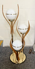 Vintage Mid Century Modern 3 Globe Gold Tone Table Lamp Tear Drop 3-way