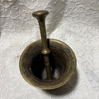 Vintage Mortar   Pestle Heavy Solid Brass Pharmacy Apothecary 4 75    Tall