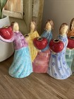 Nine 9 Women W  Apples Menorah Ceramic Plaut Judaica Hand Painted Rare