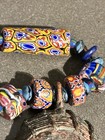 Antique African Glass Trade Bead Bronze Mask Necklace 20   