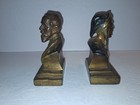 Vintage Bronze Bookends Charles Dickens   Alighieri Dante Busts Pre-owned