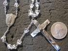Vintage Sterling Silver Cross Faceted Crystal Bead Rosary 19 In Italy
