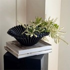 Modern Decorative Bowl With Ruffled Design  10 6 Inch Scalloped Resin Centerp   