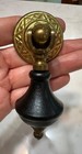 Pair Antique Victorian Eastlake Teardrop Drawer Pulls Brass   Ebonized Wood