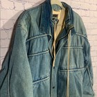 Boulevard By Block Mens Vtg Denim Bomber Jacket Corduroy Collar Quilted Lining L