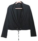 Banana Republic Knit Terry Cropped Jacket  Black Blazer Stretch Size Large 